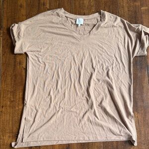 Mint Tan V-Neck Top